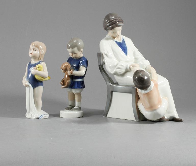 FIGURINER, 3 st, porslin, Royal Copenhagen, Danmark, 1900-tal.