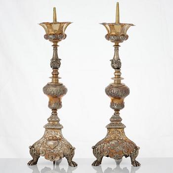 Ljusstakar, 4 st, silver, icke identifierad mästarstämpel ZP, Venedig 1600-/1700-tal. Barock.