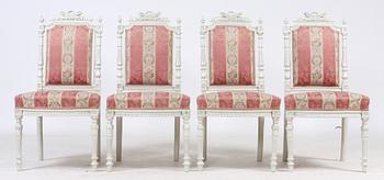 SOFFA samt STOLAR, 4 st, Louis XVI-stil, 1800-tal.