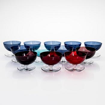 Saara Hopea, a 12-piece set of glass dessert bowls, model '1344', Nuutajärvi Finland. Designed year 1952.