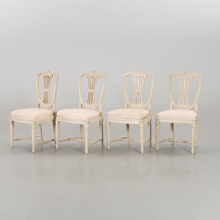 A set of four late gustavian chairs Stockholm around 1800.