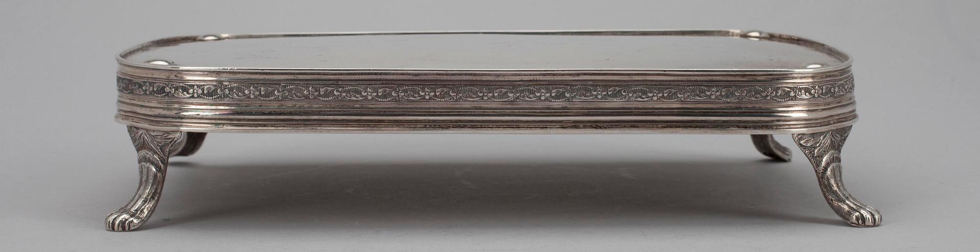 BORDSPLATEAU, silver, Michael Olof Barkman (1813-1851), Varberg 1830. Vikt 370 g.