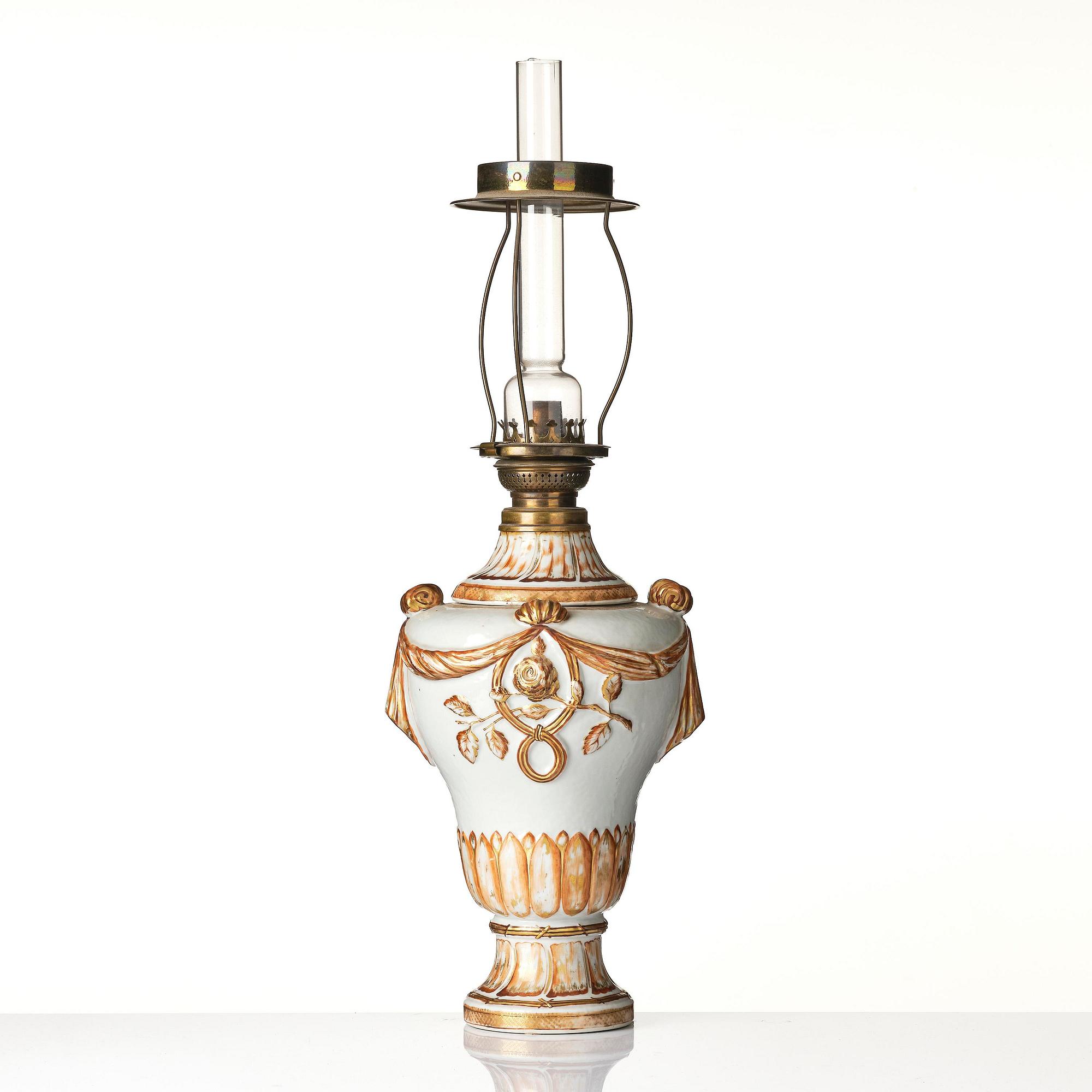 An enamelled potpourri vase made into a lamp, 18th century.
