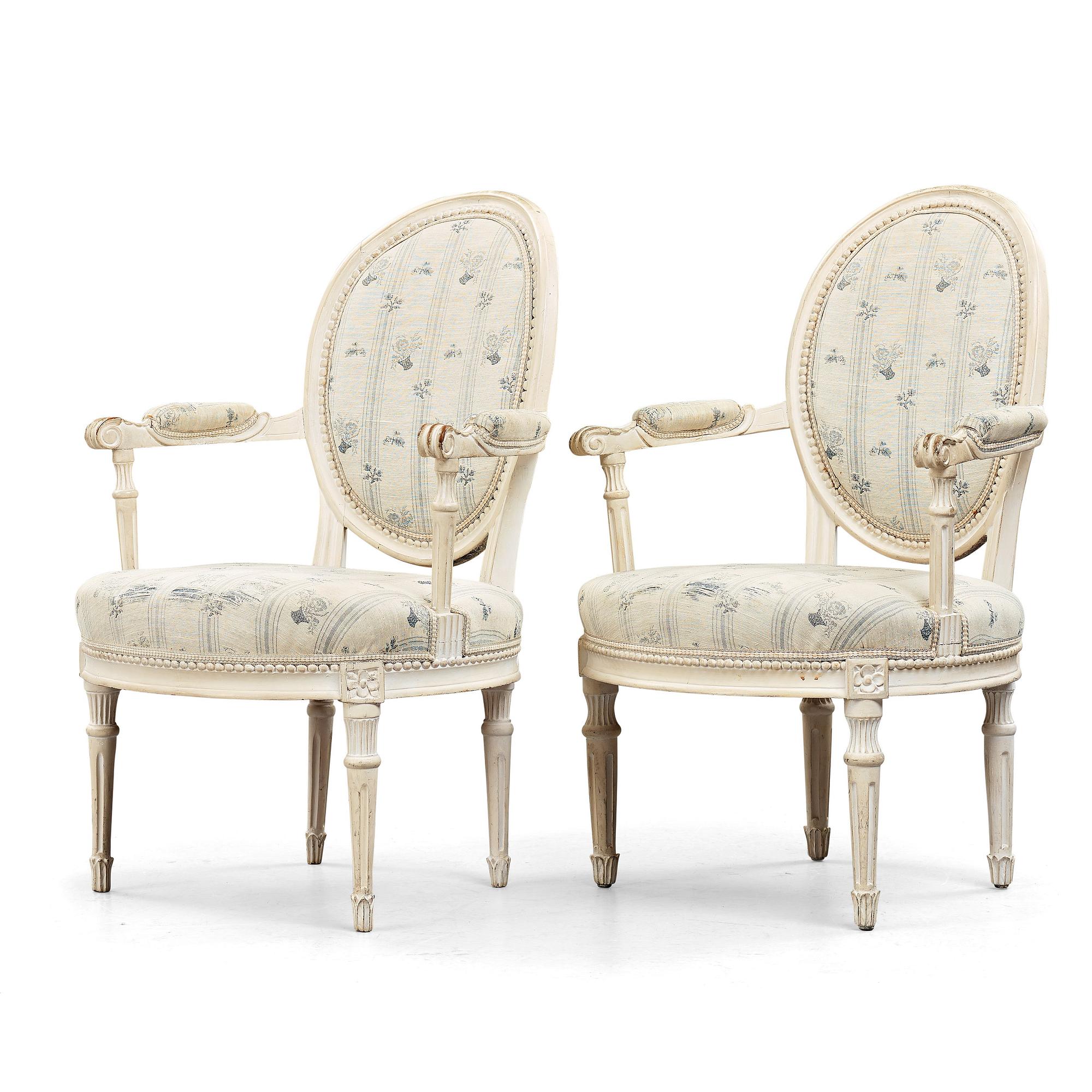 A pair of Danish late 18th century armchairs.