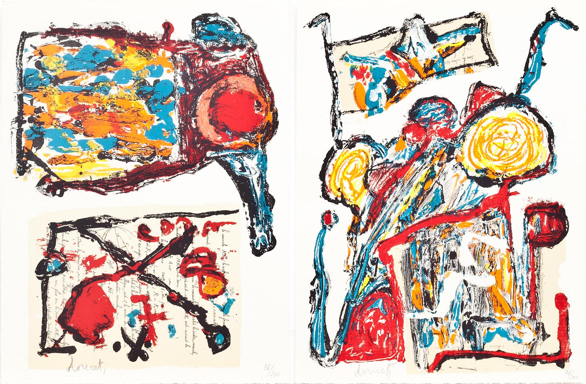 JACQUES DOUCET, album med tre färglitografier samt bok, signerade och numrerade 36/200.