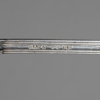 SMÖRGÅS/EFTERRÄTTSGAFFLAR, 12 st, silver, "Olga", GAB, 1950-70-tal. Tot ca 264 gram.