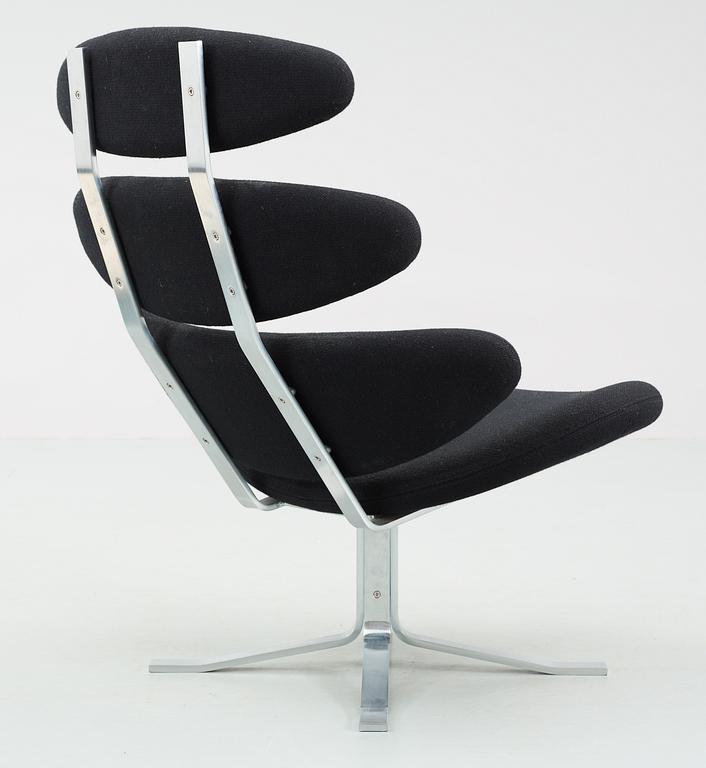 A Poul Volther steel and black wool 'Corona' easy chair by Erik Jørgensen, Denmark.