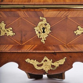A Swedish parquetry rococo corner-commode, Stockholm later part 18th century.