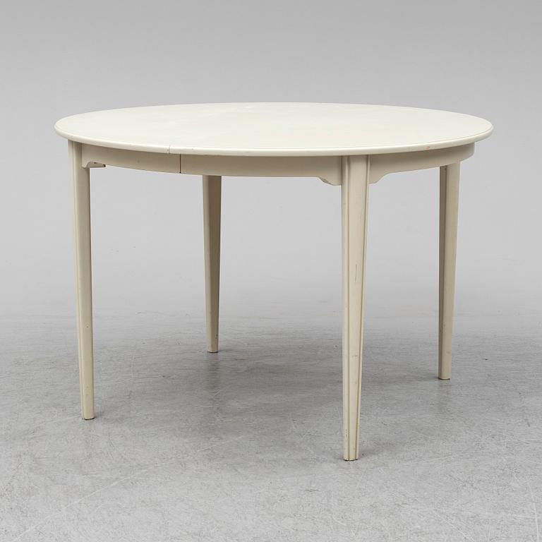 CARL MALMSTEN, matgrupp, 7 delar, 6 stolar samt bord. Två iläggskivor medföljer.