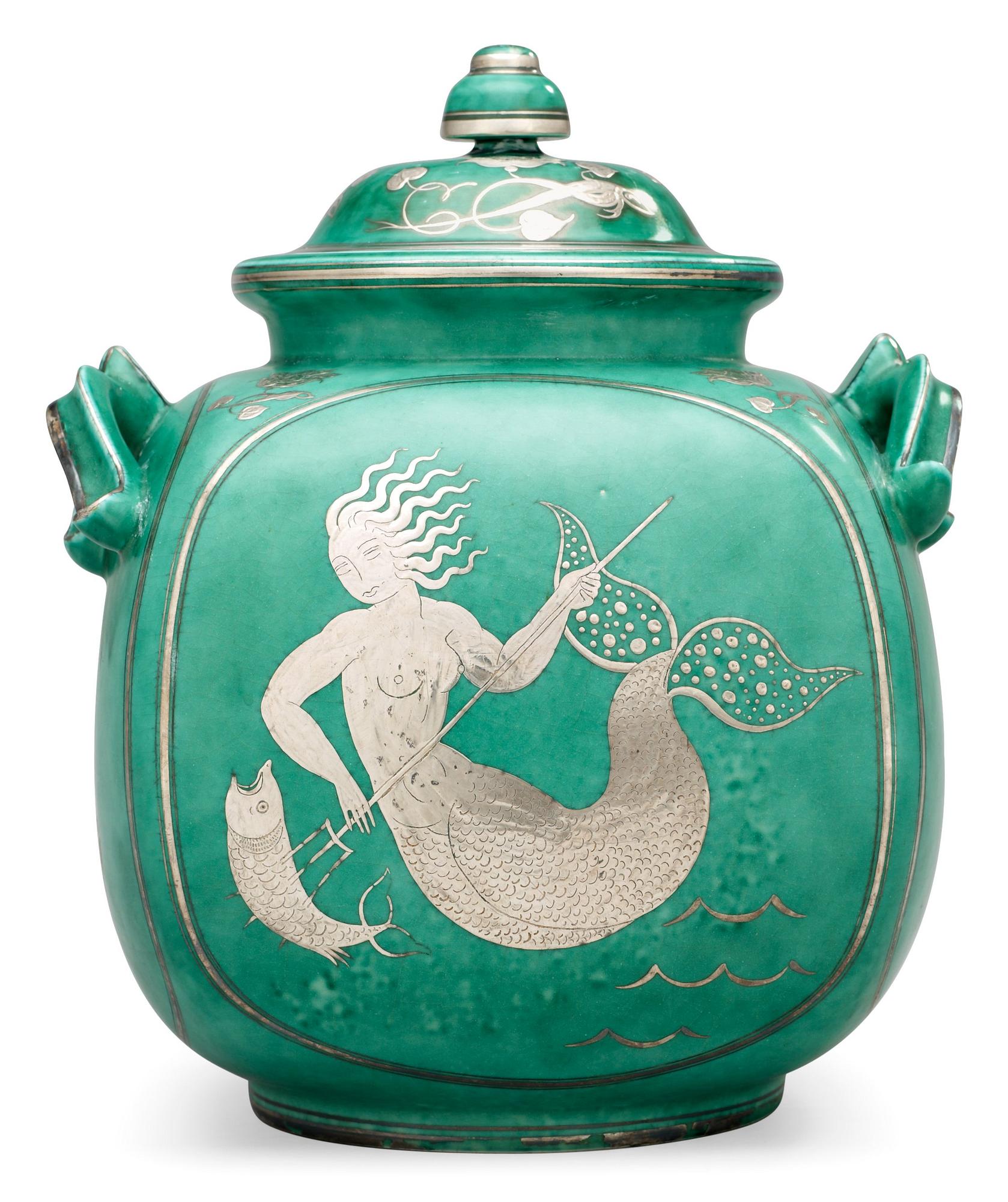 WILHELM KÅGE, urna med lock, "Argenta", Gustavsberg 1932.