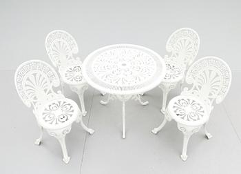 TRÄDGÅRDSGRUPP, 5 delar, aluminium, 1900-talets andra hälft.