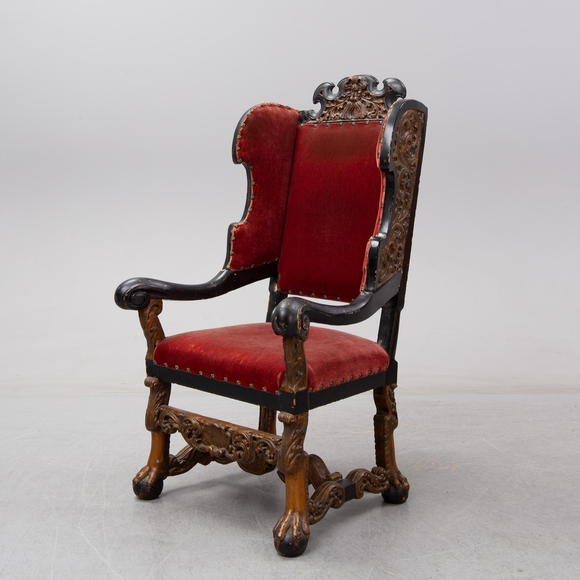 A Swedish Baroque armchair, early 18th century.