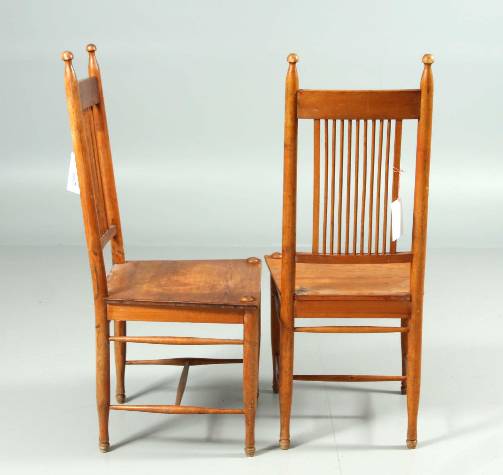STOLAR, ett par. "Arbetarmöbeln" design Carl Westman, formgiven 1899.
