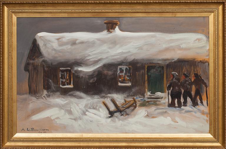 ANSHELM SCHULTZBERG, Oljetempera på pannå. Signerad och daterad 13/12 1922.