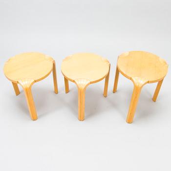 ALVAR AALTO, A set of three 'X600' stools for Artek, late 1990s.
