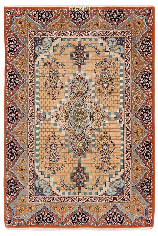 A part silk Isfahan rug, Central Persia (Iran), signed 163 x 108 cm.