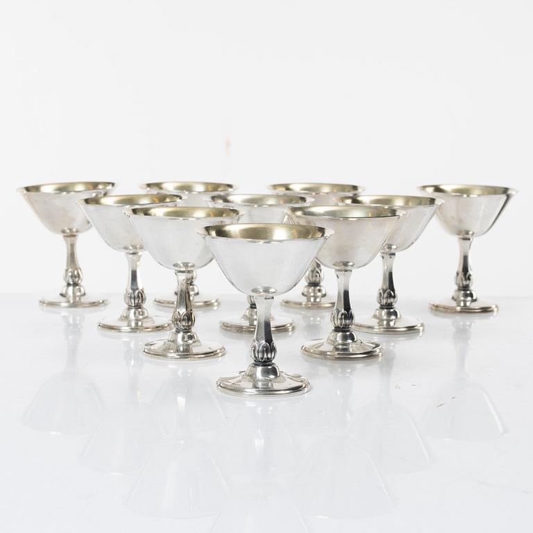 Cocktail glasses, 10 pcs, silver, MGAB, Uppsala 1955-1962.