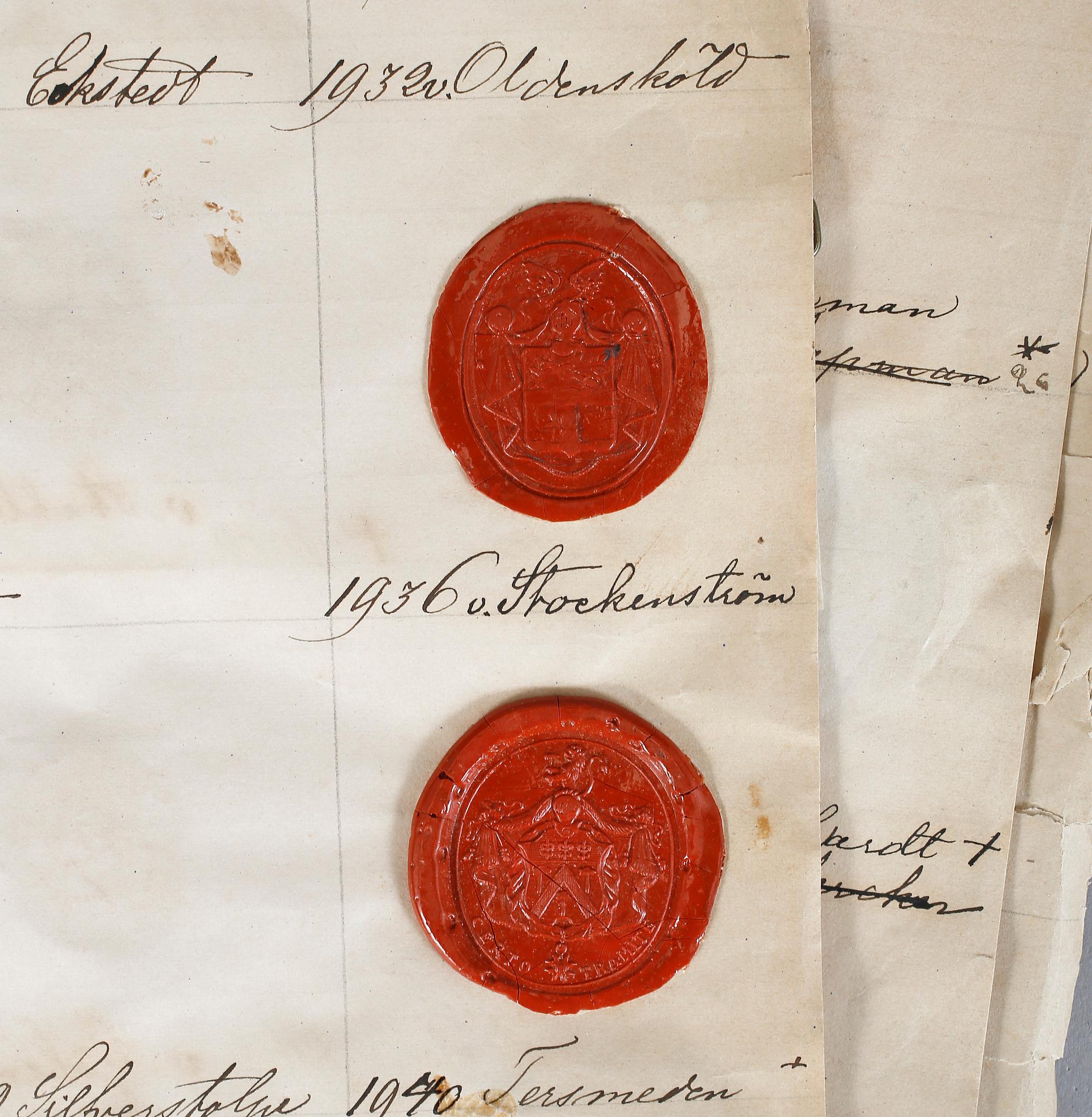 SAMLING SIGILL, ca 425 stycken, mestadels adliga, 1800/1900-tal.