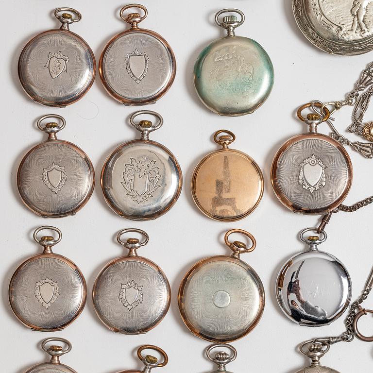 Collection of pocket watches, 63 pieces, "No reserve", various materials.