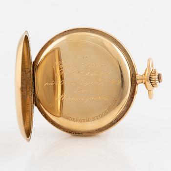 Alex Hüning, pocket watch, 18K gold, hunter, 51 mm.