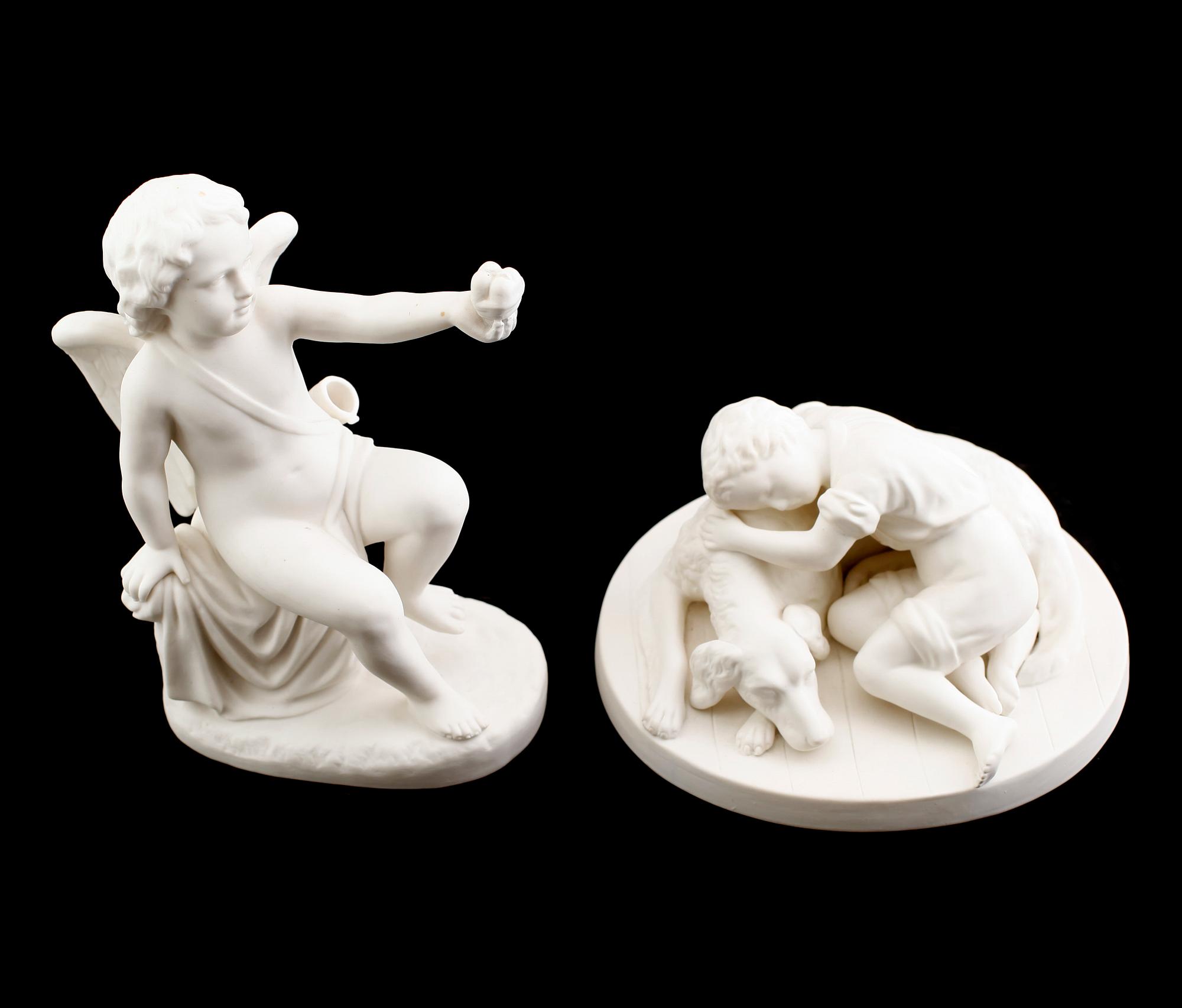 FIGURER, 2 st, parian, Gustafsberg 1894 samt 1914.