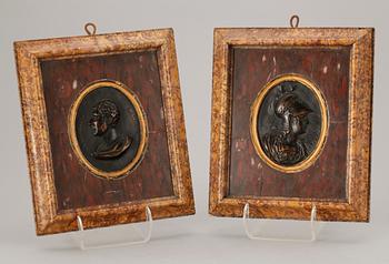 VÄGGPLAKETTER, marmor, Italien 1800/1900-tal.