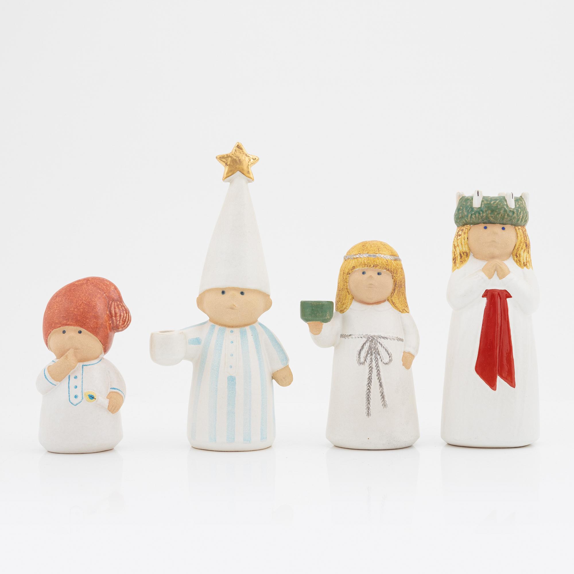 Lisa Larson, four stoneware Lucia figurines, K-studion, Gustavsberg.