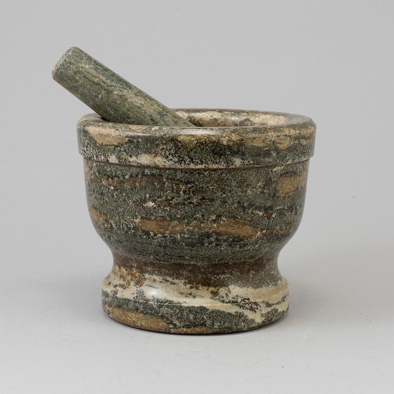 A marble mortar, 19th century.