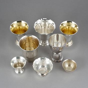 PARTI SILVERFÖREMÅL, 9 st, bla K. Anderson, 1900-tal. Tot ca 503 gram.