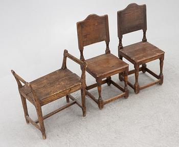 Stolar, ett par, samt bankett, 1700-tal.