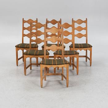 Henning Kjærnulf, a set of six chairs, Denmark, 1960's.