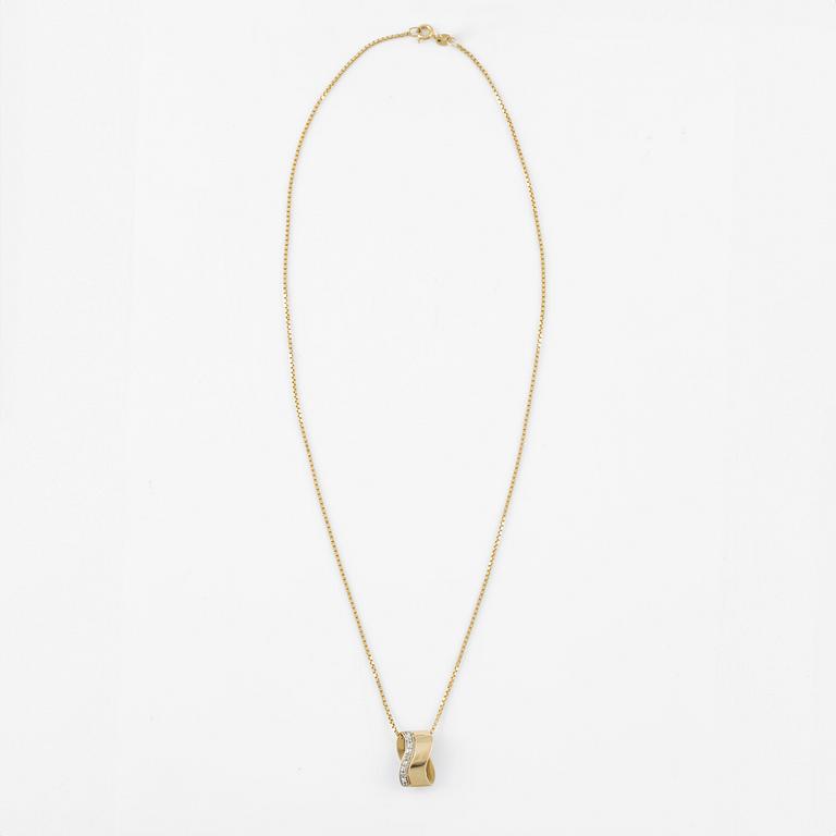 Hängsmycke med kedja, 14K guld med diamanter.