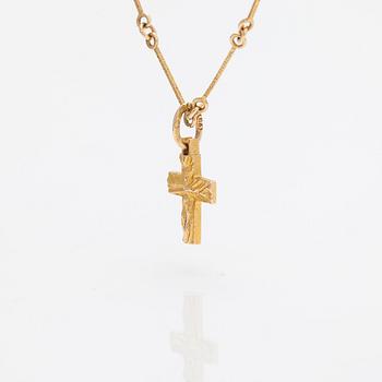 Björn Weckström, a 14K gold 'Small cross' necklace, Lapponia 1982.