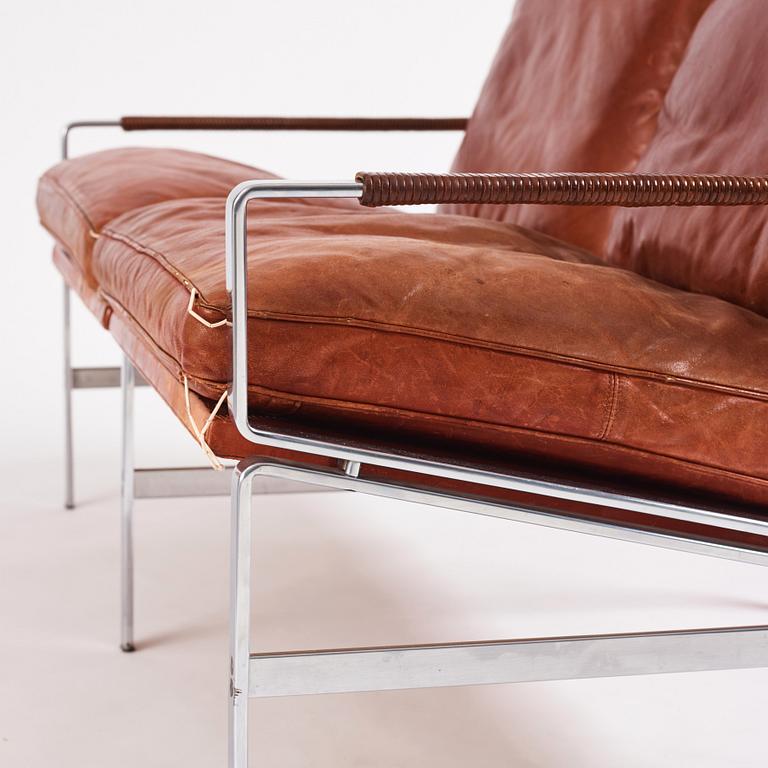 Preben Fabricius & Jørgen Kastholm, a two-seated brown leather sofa, Kill International, Germany 1960s.