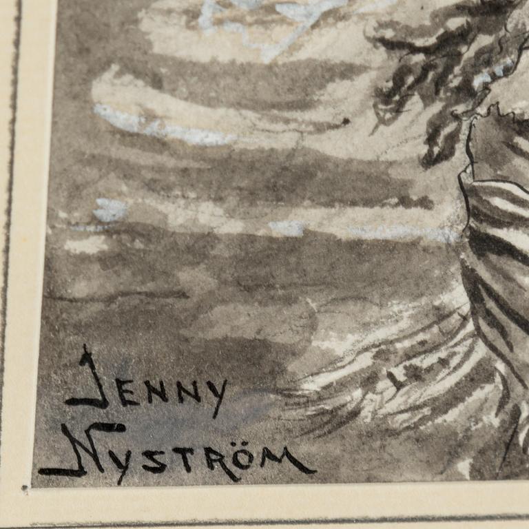 JENNY NYSTRÖM, watercolour, heightening white and indian ink, signed Jenny Nyström.