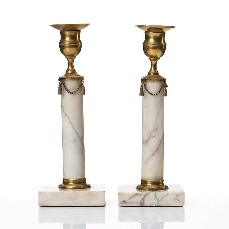 A pair of Late Gustavian candlesticks.