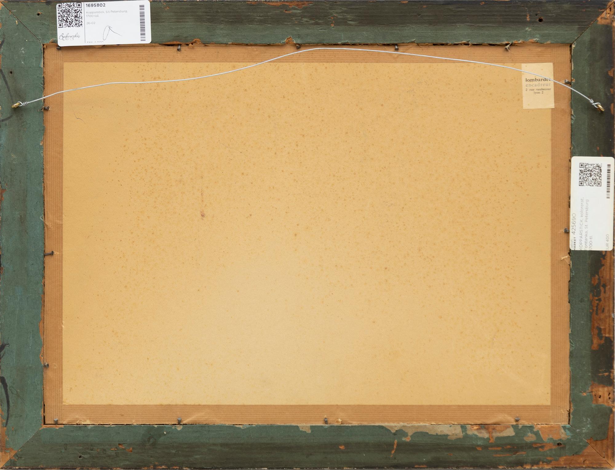 Copper engraving, coloured, St. Petersburg, 18th century.