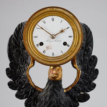 An empire mantel clock by Jacob Holmgren (Stockholm 1811-1837).