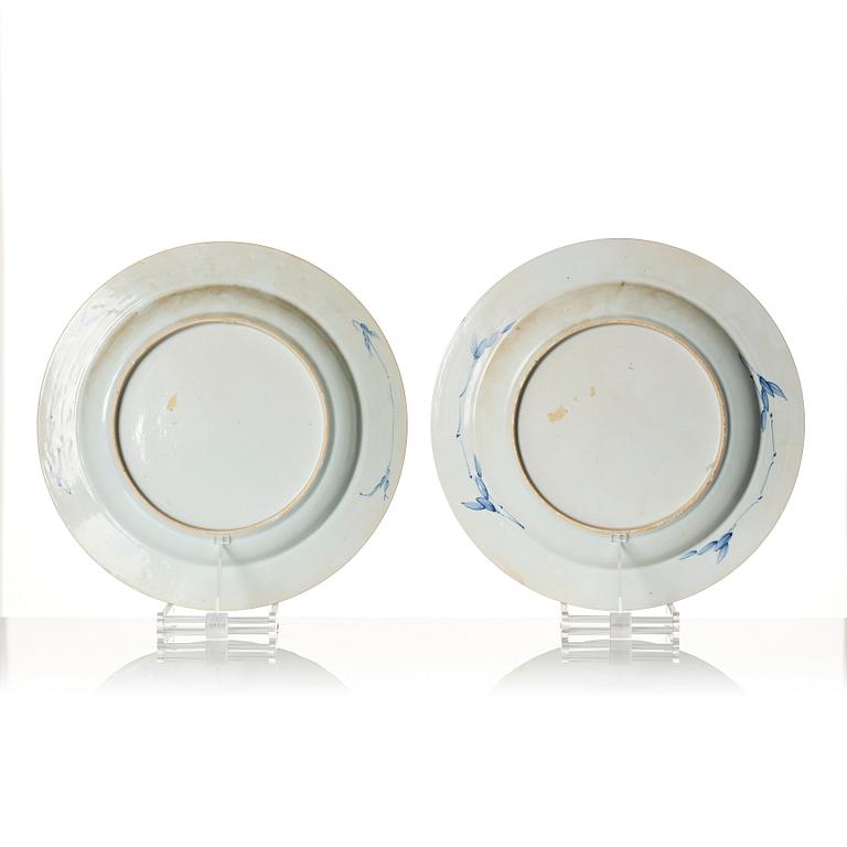 A pair of large chargers, Qing dynasty, first half of the 18th Century.