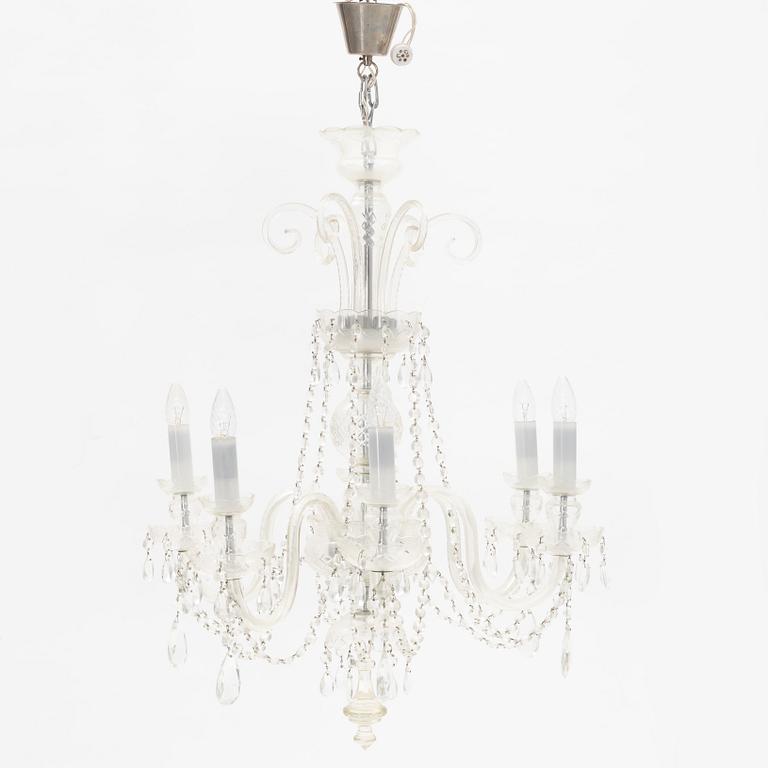 A glass chandelier, 20th Century.