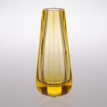 A Yellow Crystal Vase by Moser, Czech.