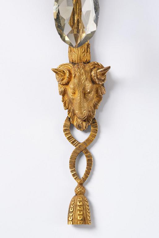 Vägglystrar, ett par, för två ljus, 1800-tal, Louis XVI-stil.