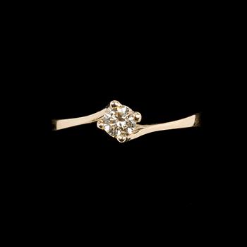 RING, 14k guld med briljantslipad diamant, ca 0,28 ct.