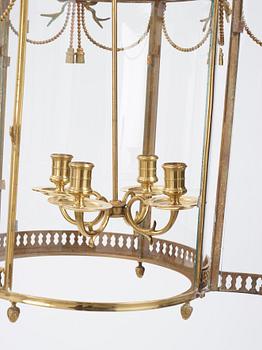 A Louis XVI four-light lantern, late 18th century.