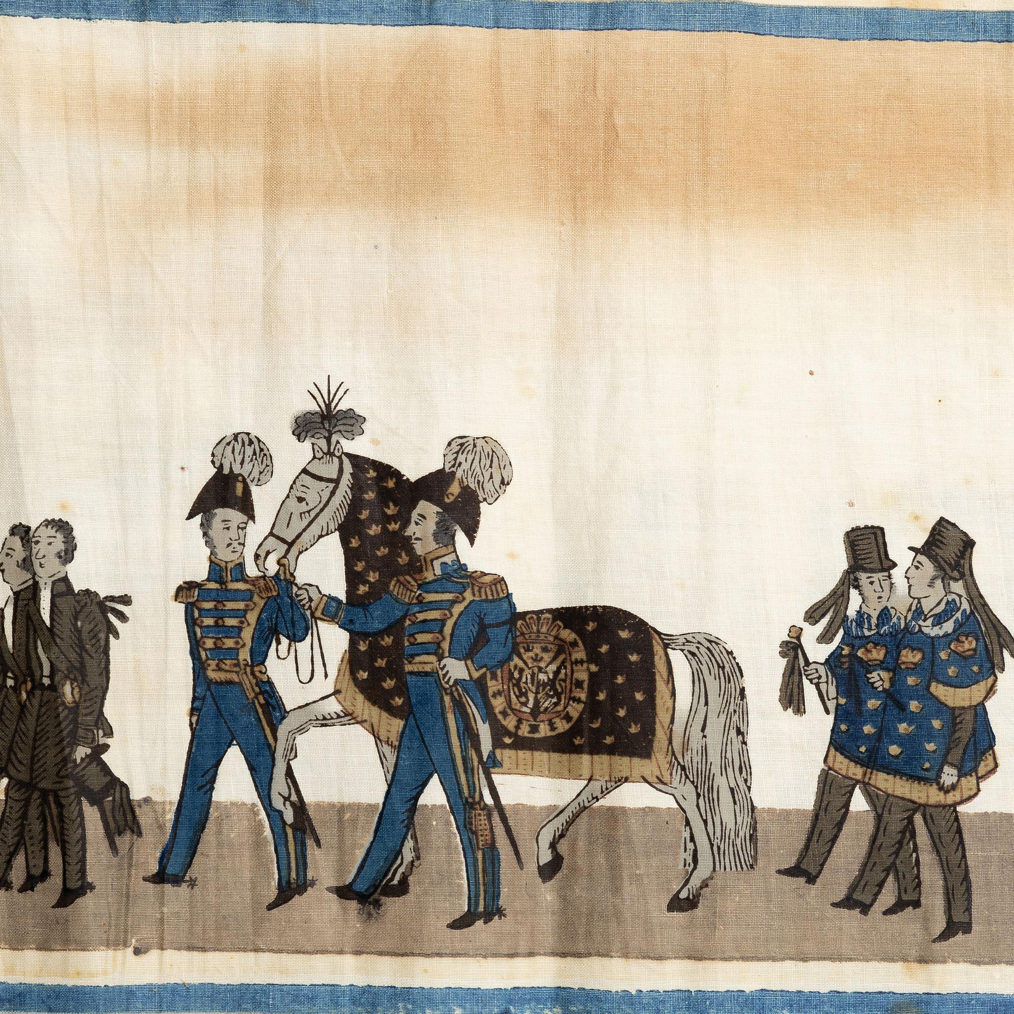 Minnesbonaden från 1844 över Karl XIV Johans begravningståg.