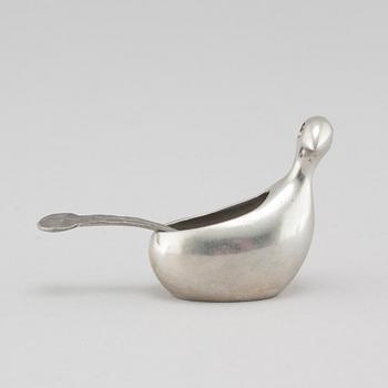 A "Kirun" salt bowl in pewter by Lars Pirak, 20th century.