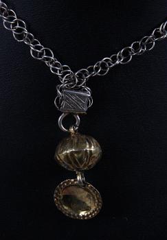 KEDJA MED HÄNGE, silver, allmoge, Skåne 1800-tal.