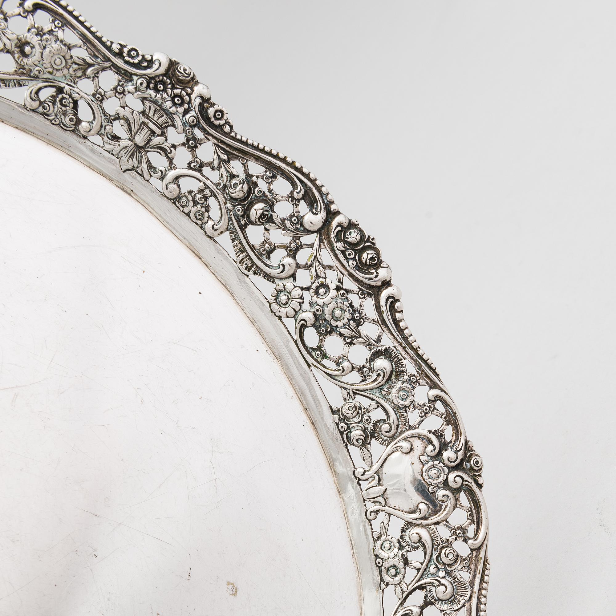 A silver tray, Germany, mid-20th century.