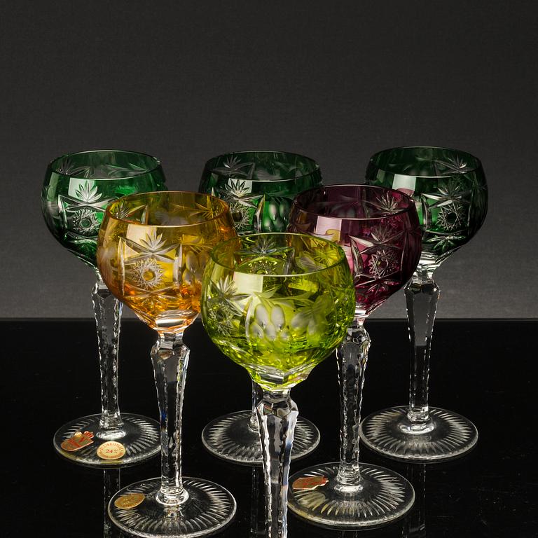A set of nine glasses and a decanter, Germany later part of the 20th century.