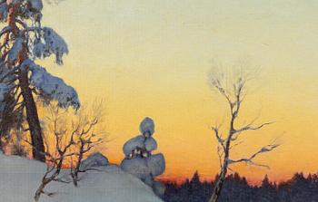 Axel Borg, Winter landscape with a moose family.